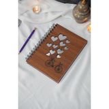 Markcat Balonlu Bisiklet Ahşap Defter - Ajanda - Günlük - Çizgisiz Defter (Ahşap Rengi Ceviz) A5 Notebook