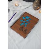 Markcat Balonlu Bisiklet Ahşap Defter - Ajanda - Spiralli - Çizgisiz Defter (Ahşap Rengi Ceviz) A5 Notebook