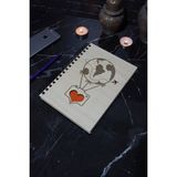 Markcat Dünyalı Balon Desenli Ahşap Defter - Ajanda - Günlük - Çizgisiz Defter (Ahşap Rengi Banu) A5