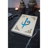 Markcat Elif Vav Desenli Ahşap Kapaklı Defter Ajanda Günlük Çizgisiz Defter Not Defteri