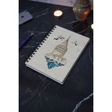 Markcat Galata Kulesi Desen Ahşap Defter - Ajanda - Günlük - Çizgisiz Defter (Ahşap Rengi Banu) A5 Notebook