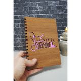 Markcat Istanbul Desenli Ahşap Kapaklı Defter A5 Resim Defleri Çizgisiz Defter