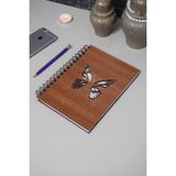 Markcat Kelebek Desenli Ahşap Defter Ajanda Çizgisiz Resim Defteri A5 Notebook