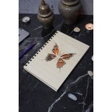 Markcat Kelebek Desenli Ahşap Defter Ajanda Günlük Çizgisiz Defter A5 Notebook