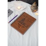 Markcat Kız Kulesi Motifli Ahşap Defter - Ajanda - Günlük - Çizgisiz Defter (Ahşap Rengi Ceviz) A5 Notebook