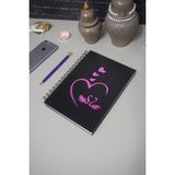 Markcat Kuğu Aşk Tasarım Siyah Ahşap Kapaklı Defter Ajanda Günlük Çizgisiz Defter Sevgiliye lik