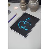 Markcat Kuğu Aşk Tasarım Siyah Ahşap Kapaklı Defter Çizgisiz Defter Sevgiliye A5 Notebook