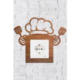 markcat Mutfak Tasarım Ceviz Desen Şef Priz Çerçevesi (İÇ ÖLÇÜ 8,4X8,4 CM) Dekoratif Priz Süsü