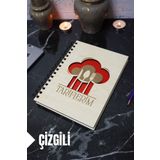 markcat Mutfak Temalı Ahşap Kapaklı Defter - Çizgili Tarif Defteri - Ajanda - Okul Defteri (A5 - 120 Sayfa)