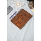 Markcat Panda Desen Ahşap Defter - Ajanda - A5 Spiralli Çizgisiz Defter (Ahşap Rengi Ceviz) - Hediyelik