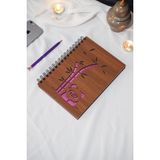 Markcat Panda Desen Ahşap Defter - Ajanda - Günlük - Çizgisiz Anı Defteri (Ahşap Rengi Ceviz) - A5 Spiralli