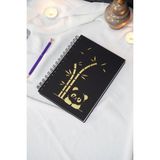 Markcat Panda Tasarım Siyah Ahşap Kapaklı Defter - Çizgisiz Defter - Hediye Günlük - Ajanda - A5 Notebook