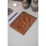 Markcat Rüya Kapanı Desenli Ahşap Defter Ajanda Günlük Çizgisiz Defter A5 Notebook
