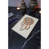 Markcat Rüya Kapanı Desenli Ahşap Kapaklı Defter Ajanda Günlük Çizgisiz Defter Anı Defteri