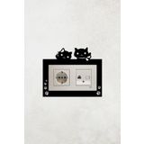 markcat Sevimli Kedi Tasarım 2li Priz Çerçevesi (İÇ ÖLÇÜ 15,5X8,4 CM) Ev Süsü - 2li Dekoratif Piriz Süsü