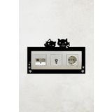 markcat Sevimli Kedi Tasarım 3lü Priz Çerçevesi (İÇ ÖLÇÜ 22,75X8,4 CM) Üçlü Dekoratif Priz Susu