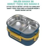 MarkEntegra 1650ML Kapasiteye Sahip 2 Katlı Paslanmaz Çelik Yemek Kutusu | 3 Bölmeli Sefer Tası, Lacivert Renk