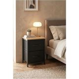 MarkEntegra 2 Raflı Metal Komodin Yan Sehpa Çok Amaçlı Dolap Organizer Mdf Tabanlı Kumaş Çekmece