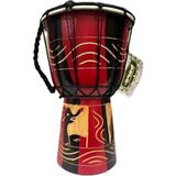 MarkEntegra 25 cm Ahşap Djembe Davul, Otantik El Yapımı, Fil Figürlü