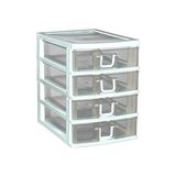 MarkEntegra 4 Gözlü Plastik Çekmeceli Takı Bileklik Evrak Organizer - AL3186 Beyaz - 41 Delft Blue