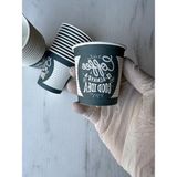MarkEntegra 500 Adet Yeşil-Beyaz Desenli Karton Bardak (4 Oz), Espresso-Türk Kahvesi Için