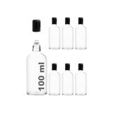 MarkEntegra Afracam 100 ml Çelik Roll On Şişesi 100 cc Sızdırmaz Siyah Kapaklı Cam Şişe 6 Adet (Şeffaf, 100)