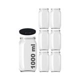 MarkEntegra Afracam 1000 ml Şeffaf Cam Kavanoz 1000 cc Konserve Metal Kapaklı Cam Kavanoz 6 Adet (Şeffaf, 1000 Cc)