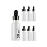 MarkEntegra Afracam 30 ml Metal Kapaklı Damlalık Dropper Şişesi Serum 30 cc Cam Şişe 6 Adet (Siyah Kapak, Şeffaf)