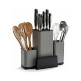 MarkEntegra Bıçak Organizeri ve Mutfak Gereçleri Düzenleyici – Çok Bölmeli Kaymaz Tabanlı Modern Bıçaklık, Ahşap ve Metal Bıçaklara Uygun Saklama Standı, Kaşık Spatula ve Kepçe Düzenleyici
