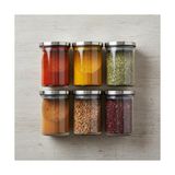 MarkEntegra Deconox 6’lı Paslanmaz Metal Vakum Kapaklı Cam Baharatlık Seti, Hava Almaz Silikon Contalı Lüks Erzak Saklama Kabı, Modern Mutfak Düzenleyici Kavanoz 200ML-250ML-325ML Seçenekli (200ML - 6.5cm-8cm)