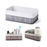 MarkEntegra Deconox Bambu Çok Amaçlı Saklama Kutusu Düzenleyici Orta Boy Organizer, Dekoratif Bambu Düzenleyici Gri (29X19X10CM)