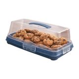 MarkEntegra Dikdörtgen Şeklinde Şeffaf Pasta Taşıma Kabı Piknik Gezi Için Kek Fanusu Pasta Kutusu Börek Çörek Saklama Kabı (Lacivert) - 41 Delft Blue