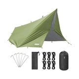 MarkEntegra Haegs Su Geçirmez Tarp Tente Gölgelik Örtü, 4 Mevsim Taşınabilir Örtü Branda Çok Işlevli Outdoor Açık Hava Kamp Seyahat Tente Branda Yağmurluk, Güneşlik Karavan Yan Gölgelik Çadır 300X300 cm - Yeşil