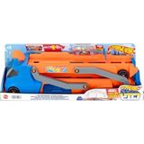MarkEntegra Hot Wheels Tır - Yeni Hot Wheels Tır - Yeni, Fırlatıcısı Olan ve 40 Cm'lik Piste Dönüşen Kamyon, 9 Oyuncak Araba Sığabilir, 1:64 Ölçekli Araç Dahildir HYT83