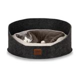 MarkEntegra Jungolica Robin Keçe Kedi ve Köpek Yatağı 50X50 Cm, Yüksek Kenarlı Derin Yuva, Çıkarılabilir Çift Taraflı Peluş Minder, Doğal Keçe, Konforlu Kedi Evi [enerji Sınıfı A]