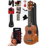 MarkEntegra Kahverengi Soprano Ukulele Seti, Askı Çanta ve Pena ile Birlikte