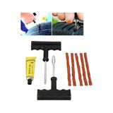 MarkEntegra Lastik Tamir Kiti Profesyonel Oto Lastik Tamir Kiti - 5 Adet Fitilli ve Solüsyonlu Tubeless Patlak Lastik Yama Seti (Araba, Motosiklet, Bisiklet, Atv Için Acil Yol Yardım Takımı)
