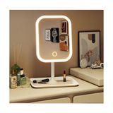 MarkEntegra LED Işıklı Ayarlabilir Makyaj Aynası, USB Şarj Edilebilir, 3 Işık Fonksiyonu, Parlaklık Ayarlı ve Organizer Tabanlı Taşınabilir Kozmetik Ayna (Beyaz)