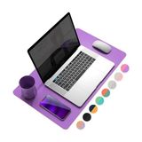 MarkEntegra Mcstorey Masa Desk Mat 60X30 cm Çift Taraflı Deri Mouse Pad Kaymaz Suya Dayanıklı Rulo Yapılabilir Kompakt Masa Koruyucu Ofis Laptop ve Makyaj Masası Için 2mm Pembe - Ahşap