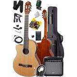 MarkEntegra Profesyonel Masif Ağaç Elektro Klasik Gitar Seti