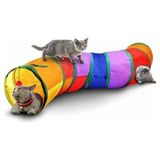 MarkEntegra S Şeklinde Kıvrımlı Kedi Tüneli 130 cm Gökkuşağı Desenli