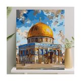MarkEntegra Sayılarla Boyama Tuval Seti Fırça Boya Dahil (Çıtalı) 40X50 cm - Mescid-I Aksa - 41 Delft Blue