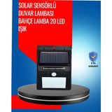MarkEntegra Solar Enerjiyle Çalışan IP65 Su Geçirmez 20 LED Duvar Lambası