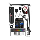 MarkEntegra Stüdyo Ekipmanları Midi Live Paket-1 Ses Kartlı Mikser Midi Klavye BM800 Mikrofon Kulaklık