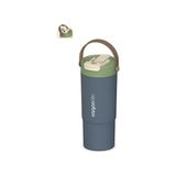 MarkEntegra Tumbler Mug 660 ml Tek Kapak Çift Kullanım Pipetli Rahat Içim Kulplu Paslanmaz Çelik Termos 1102-660ML Lacivert