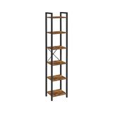 MarkEntegra Vasagle Raf, Kitaplık, Dikili Raf, DVD Rafı, 6 Seviyeli, Ofis Rafı, Açık Raflar, Ofis, Oturma Odası, Yatak Odası, Mutfak Için, 30 x 40 x 187,5 Cm, Vintage Kahverengi-Siyah LLS101B01