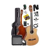 MarkEntegra X50-EQ-AMP Profesyonel Masif Ağaç Amfili Elektro Klasik Gitar Seti Üst Segment