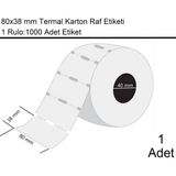 Marketix 80x38 mm Karton Termal Raf Reyon Etiketi 1 Rulo:1000 Adet Etiket