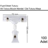 Marketix Etiket Tutucu / Maşalı / Büyük Mandal / Şeffaf / 70x105 mm / 100 Adet