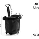 Marketix Tekerlekli Plastik Market Alışveriş El Sepeti 40 Litre Siyah 1 Adet